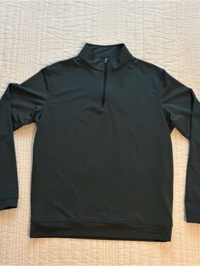 Peter Millar Men's Dark Green Quarter-Zip Pullover